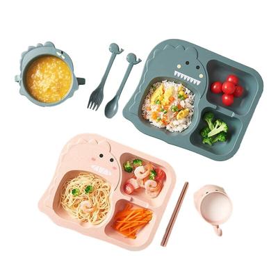 Baby Dinosaur Cutlery Set Baby Food Supplement Bowl Children's Dinner Plate Compartment Home Creative Cartoon Anti-fall