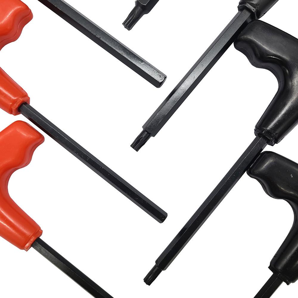 10-Piece Blackened T-Handle Hex & Torx Set with Iron Rack - Metric H2-H10, Imperial 3/32-3/8, Torx T7-T40