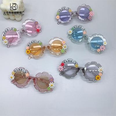 Street Photography Tide With Sunflower Children'S Glasses Metal Personalized Diy Children'S Sunglasses Baby Small Daisy Sunglasses