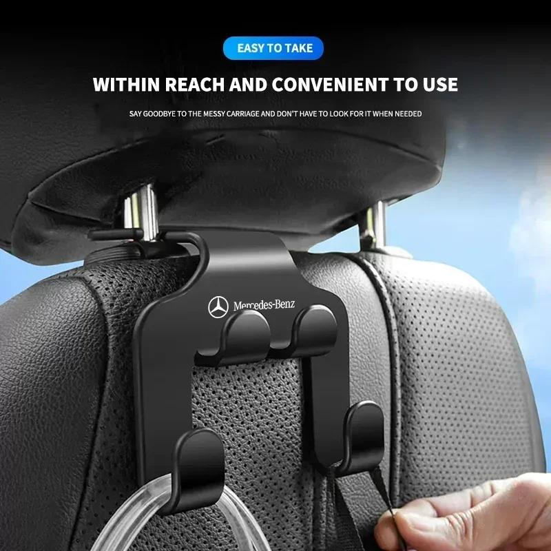 Hot 2025 For AMG W124 2025 Hot New Upgrade Double Head Hooks Car Rear Seat Hanging Holder Interior Hook For Mercedes Benz B/C/E/