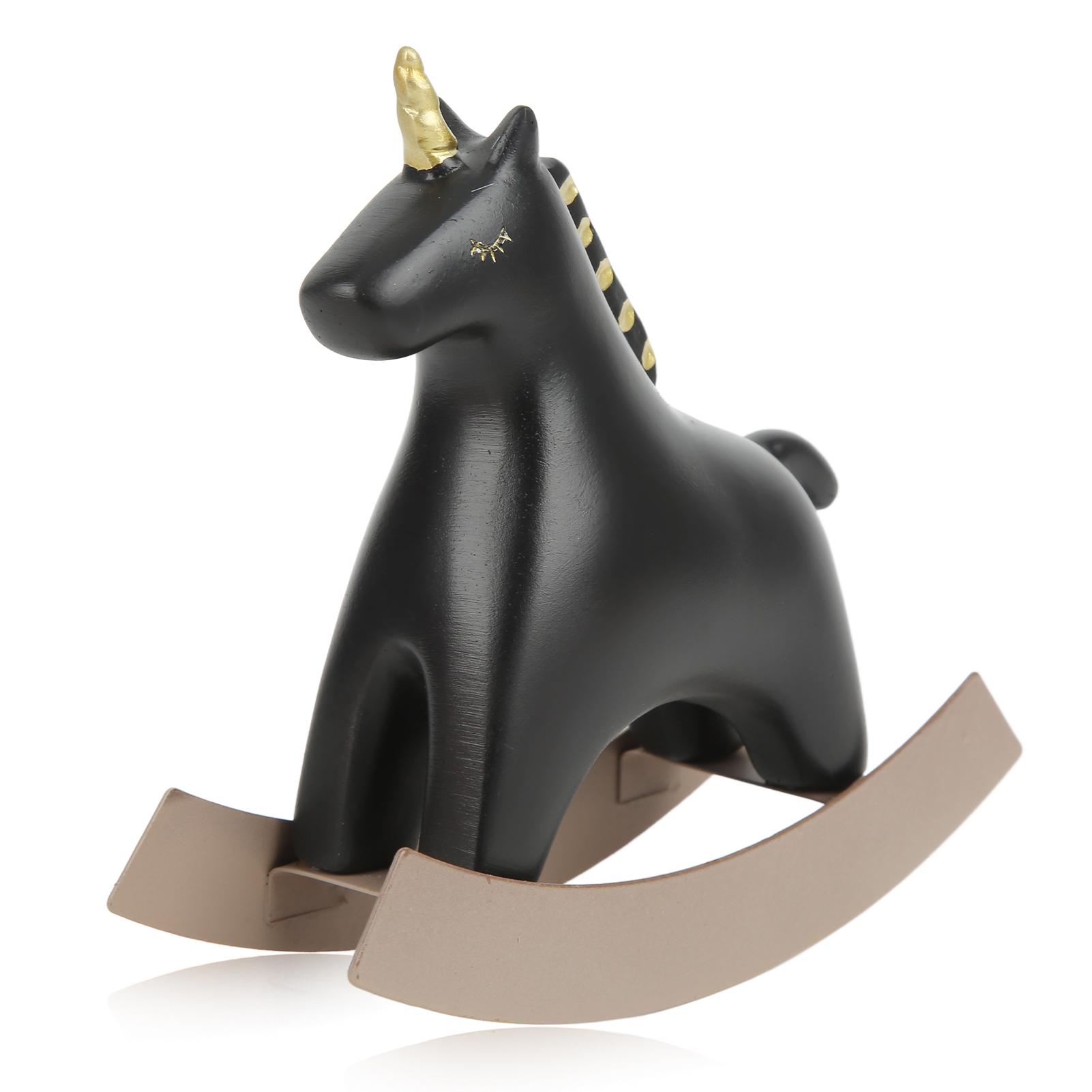 

Rocking Horse Statue Black Small 13.5x4.5x14.5cm5.3x1.8x5.7 Decorative Horse Sculpture Crafts for