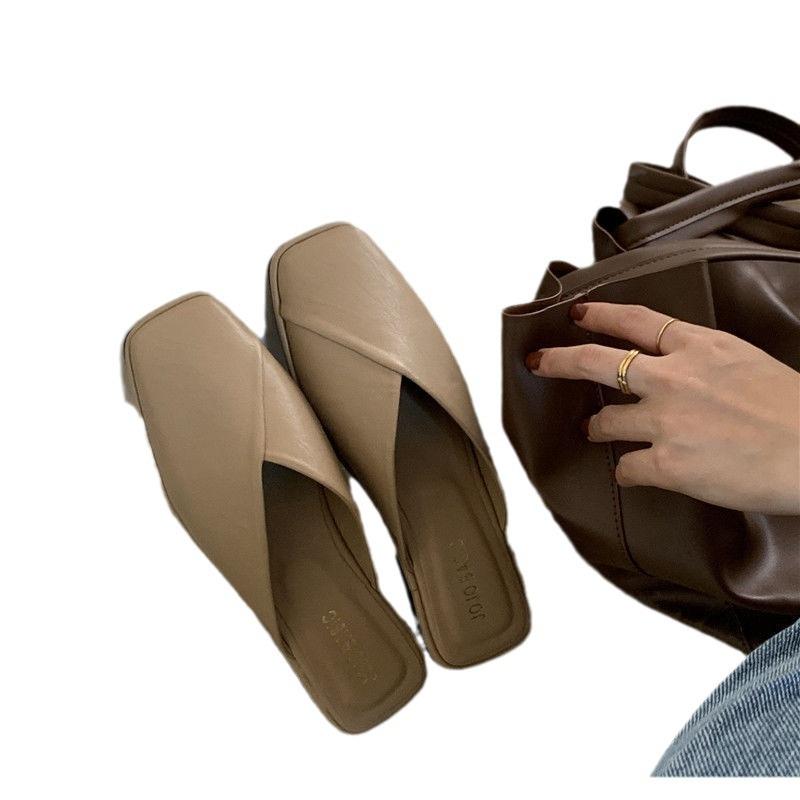 Summer new flat-bottomed comfortable soft-soled one-pedal lazy slippers trendy versatile temperament women's shoes