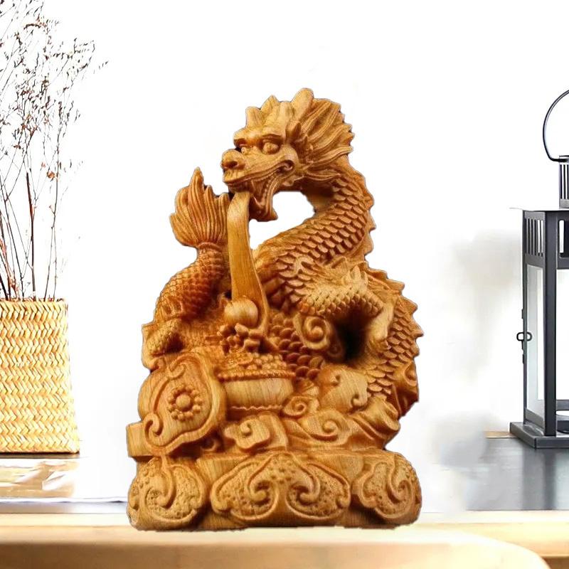 

Статуэтка Животного Панлун из Натурального Кипариса Зодиакальный Дракон ,Китай Домашняя Комната Офис Особенности Фигурки Год Дракона Подарок