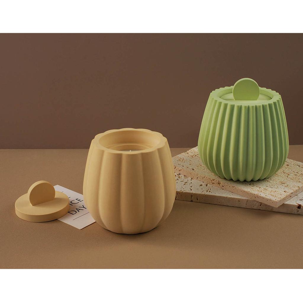 DIY Silicone Candle Holder Mould Handmade Striped Jar Mirror Candlestick Mold for Teas Wax Cup for Blessing Ceremony