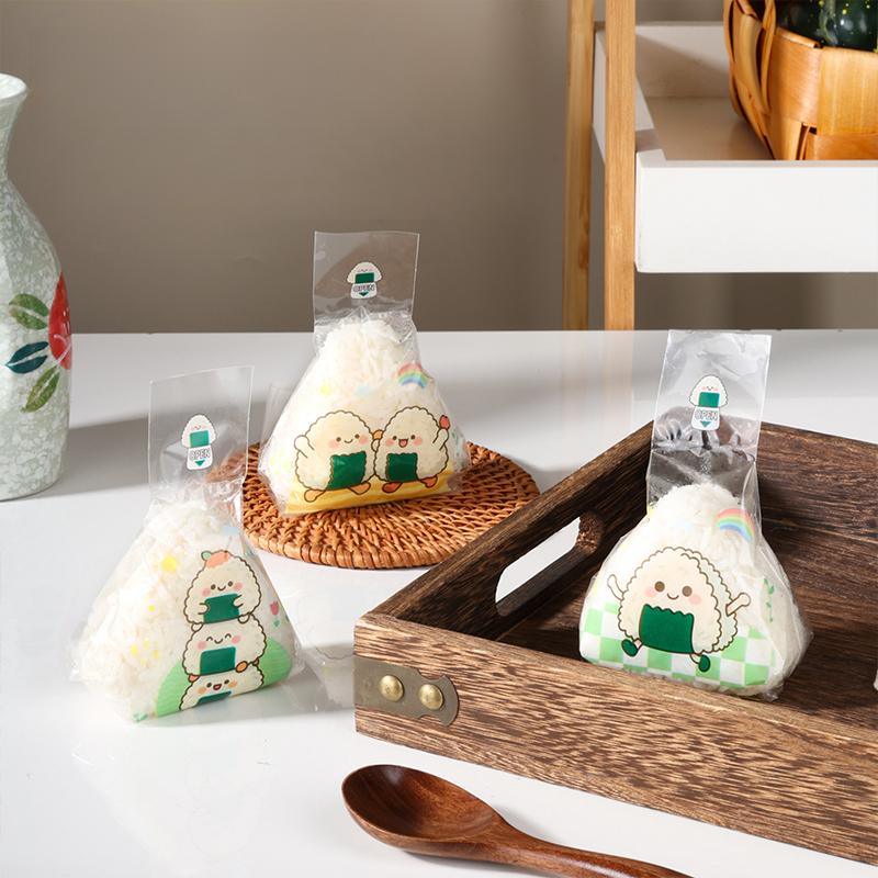 50Pcs Triangle Sushi Mold Onigiri Maker DIY Bento Box Tools Cute Cartoon Nori Seaweed Rice Ball Wrapper Bags Kitchen Home Party