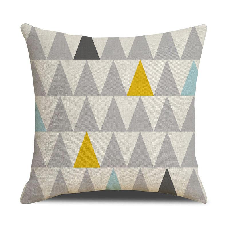 Modern Simple Yellow and Green Geometric Figure Linen Pillow Case Striped Sofa Pillow Household Products