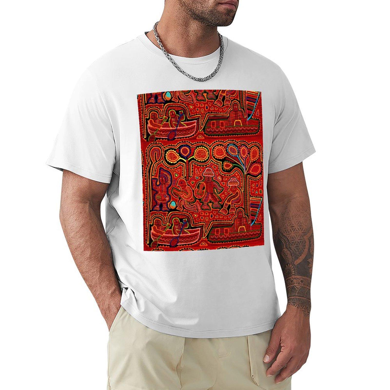 Kuna Indian Men in Boats TShirt vintage anime shirt oversizeds summer clothes custom t shirt plain white t shirts men S