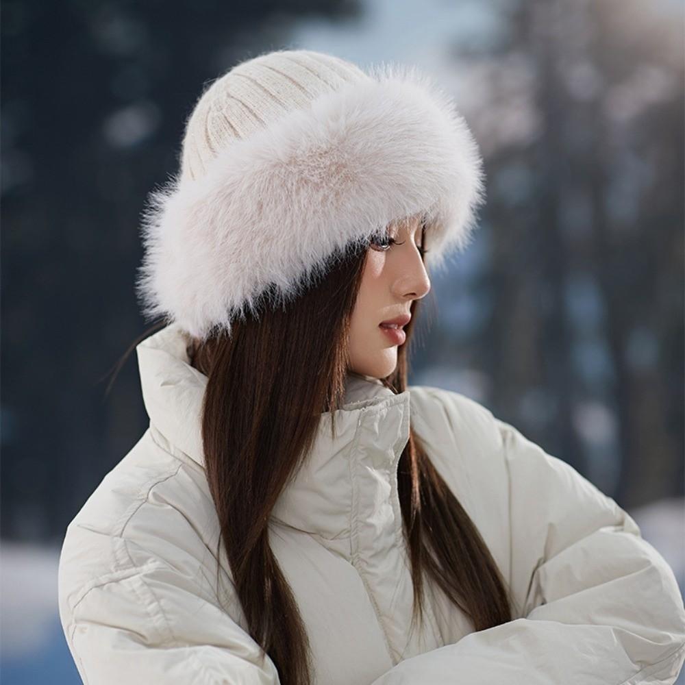 Thickening Winter Women's Warm Fur Hat Without Brim Cold-proof Warm Baseball Cap Warming Tools Ear Protection Fisherman Caps