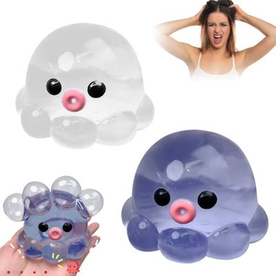 1/5 Piezas Juguete de Pulpo para Aliviar el Estrés Pulpo de Elevación Lenta con Burbujas Juguete de Apretar Pulpo Pulpo Transparente de TPR Juguete Sensorial Fidget