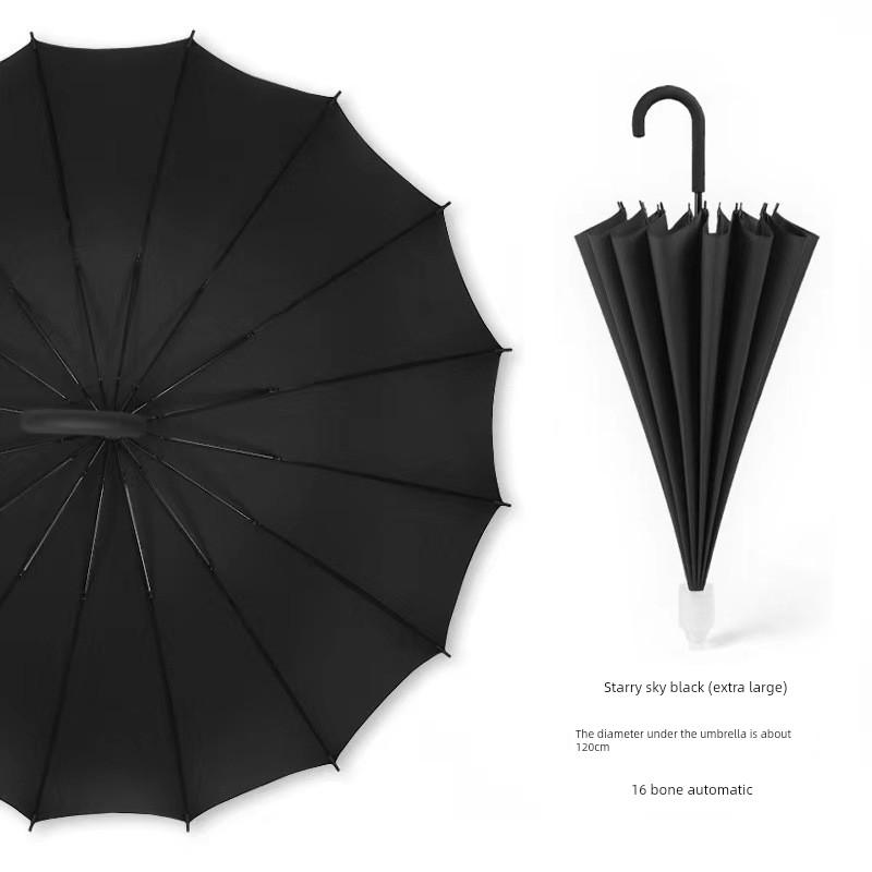 24-Rib Waterproof Umbrella, Double-Sized Reinforced Long-Handle Umbrella for Men, Wind-Resistant, Extra-Large Three-Person Straight Umbrella