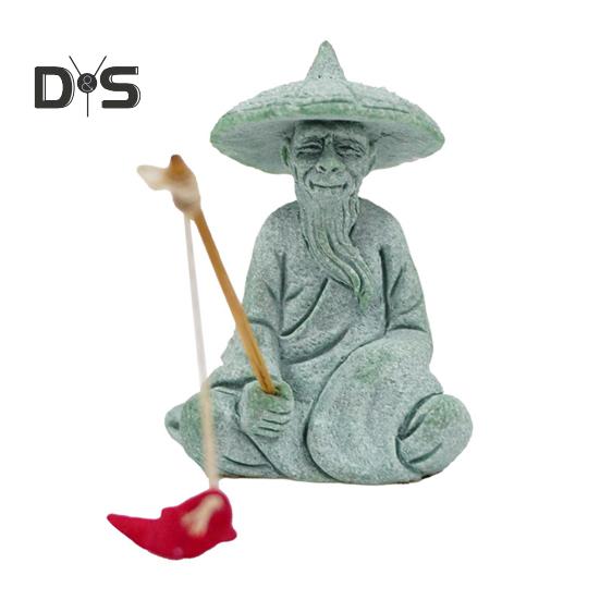 

Сидящая фигурка рыбака из песчаника, винтажное украшение для аквариума, мини-статуэтка рыбака, азиатское украшение в стиле дзен для аквариума, садового домашнего аквариума разноцветный