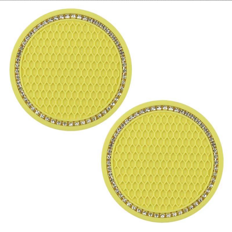 2Pcs Car Bling Rhinestone Cup Holder Drink Pad Interior Decoration Anti-slip Mat Round Durable Coaster Heat Resi Car Accessories