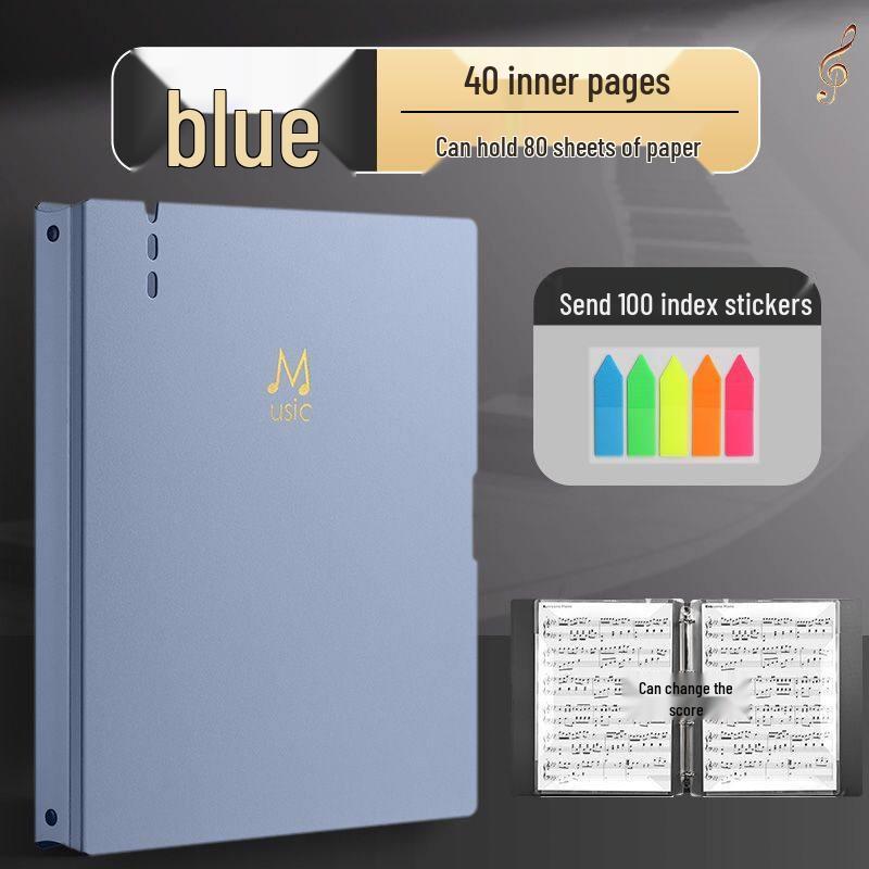 Black Non-Reflective Sheet Music Clip & Folder for Piano and Drum Stands with Transparent Insert Pages