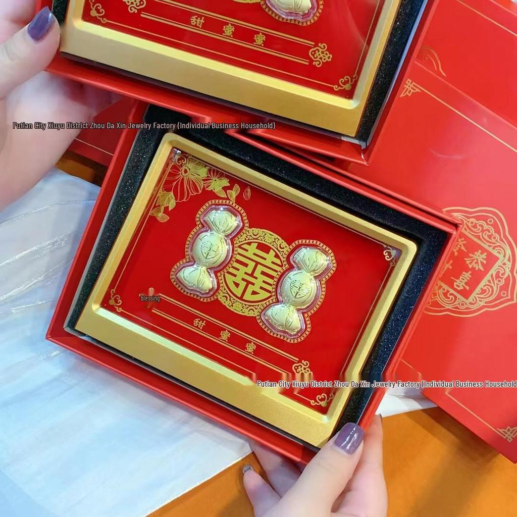 Pure Gold Wealth-Attracting Ornament Photo Frame - Ideal for New Homes, Weddings, or Business Gifts