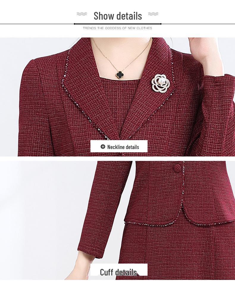 Spring 2026 Elegant Korean-Style Slim Plus Size Two-Piece Dress for Women - Over-the-Knee Commuting Skirt