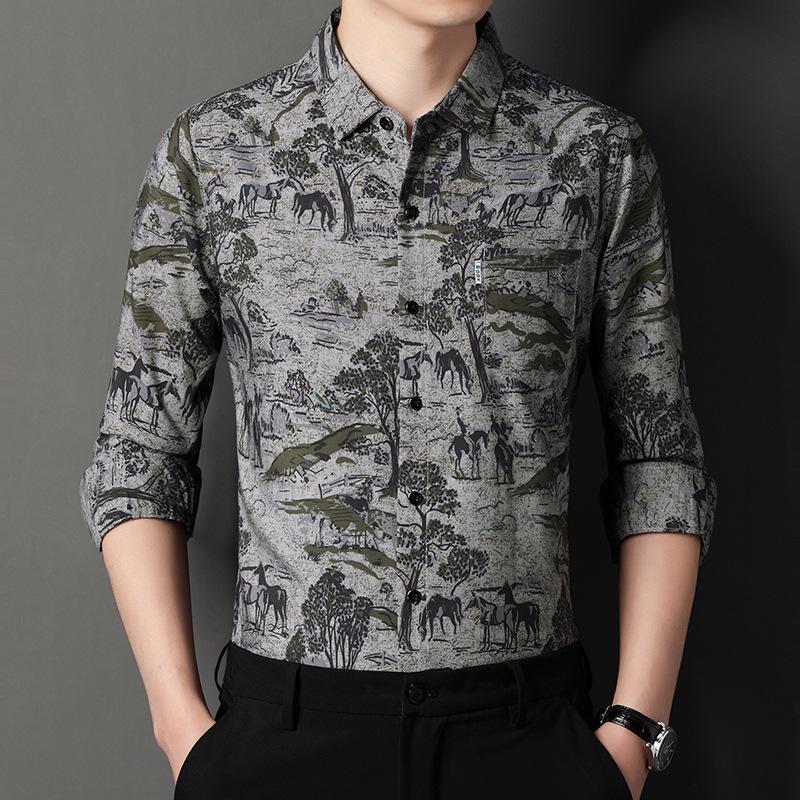 Весенние и осенние модные персонализированные принтованные тонкие рубашки с длинными — фото 4