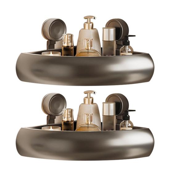 Suction Cup Shower Caddy Rustproof Space Aluminum Corner Shelf with Raised