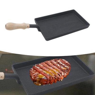 Gusseisen-Plancha-Steakpfanne mit langem Griff Tragbare Antihaft-Grillpfanne für
