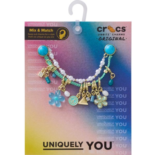 Crocs Jibbitz Blue Charm Chain Ribbon Chain Floral Dangle 10015994