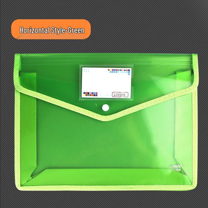Transparent A4 Thickened Snap Button File Bag - Large Capacity Student Storage and Document Organizer
