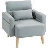 Armchair Upholstered In Synthetic Leather Backrest with Stitching and Wooden Legs for Living Room or Bedroom 77x78x78 Cm Gray