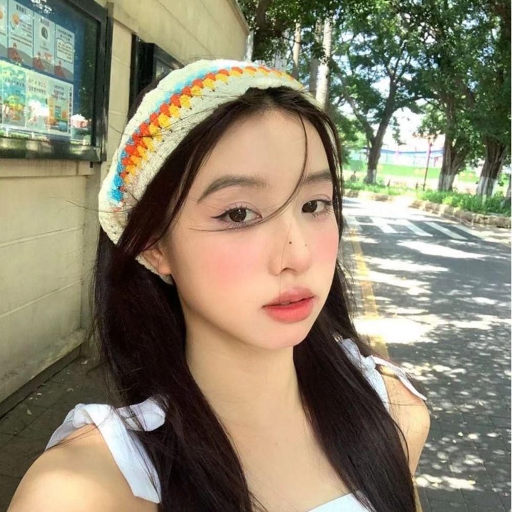 Flower Knitted Headband Hair Band Women Hair Scarf Vintage Ethnic Style Turban Children