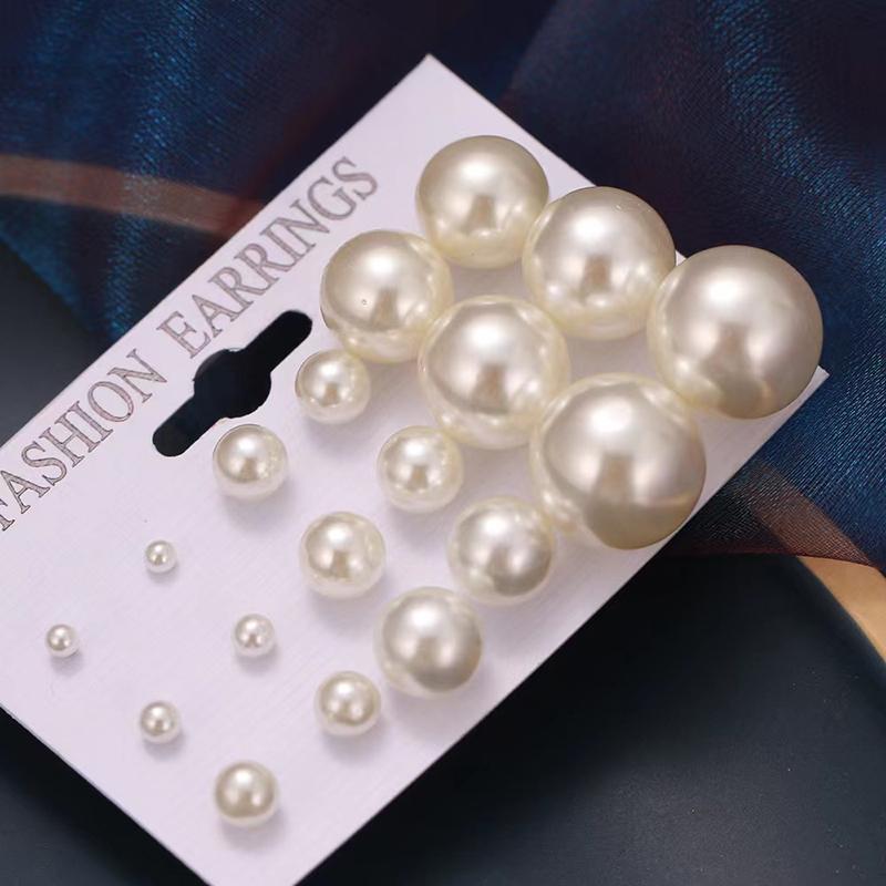 White Simulated Pearl Earrings Set For Women On Ear Ball Stud Earrings Bijouteria Brincos Jewelry Accessories