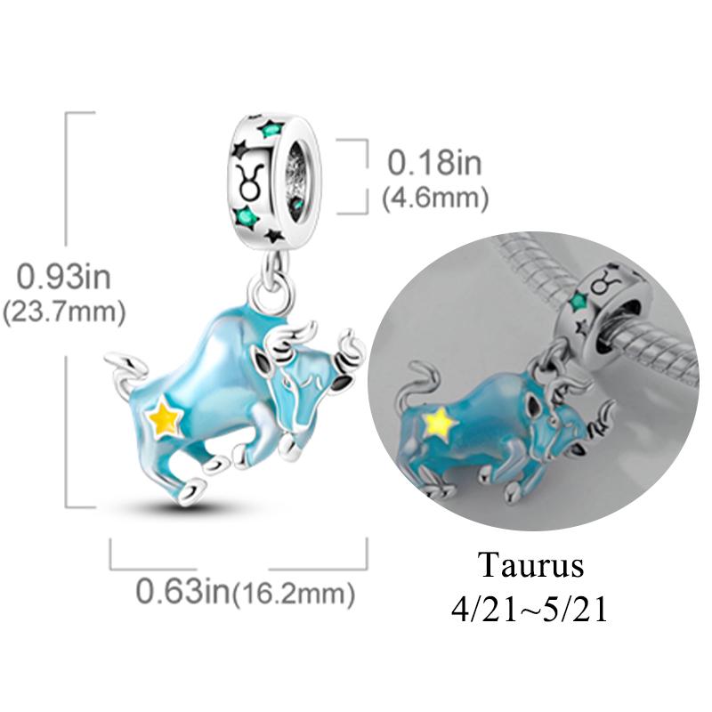 12 Zodiac Signs Fluorescent Twelve Constellations Star Shape Sign Copper Bead Charms Charm Bead Charms Fit Authentic Bracelets Neckalce Charm Pendant