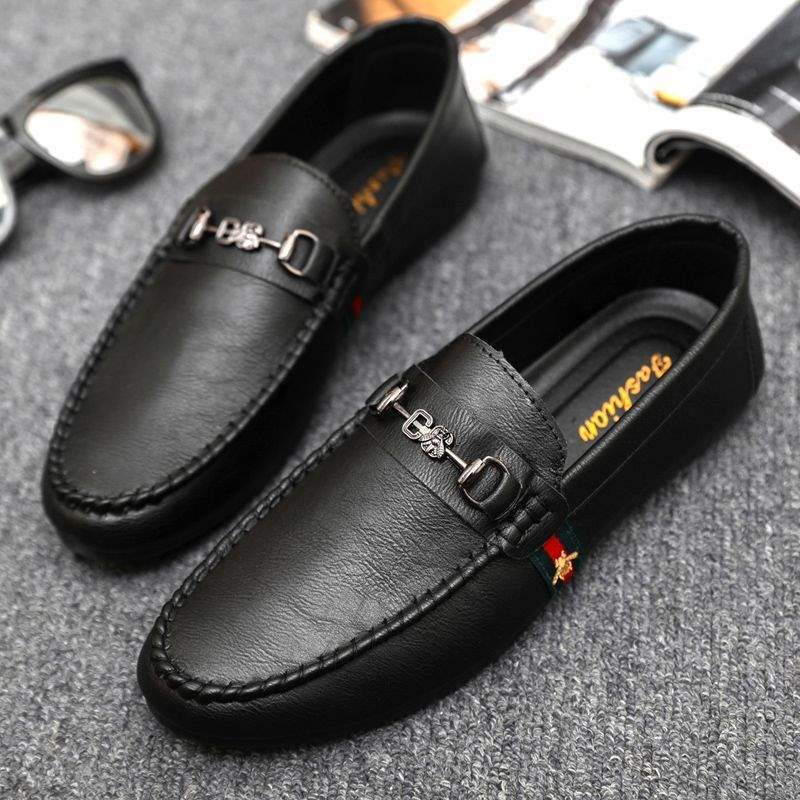 Dress Trend Autumn Lightweight Men's Loafers Doudou Shoes Simple Korean Version Non-slip Men's Shoes Small Leather Shoes Thick-soled Breathable