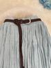 European & American A-line Pleated Cotton Linen Skirt with Elastic Waist - Mid-Length, Versatile, Women's