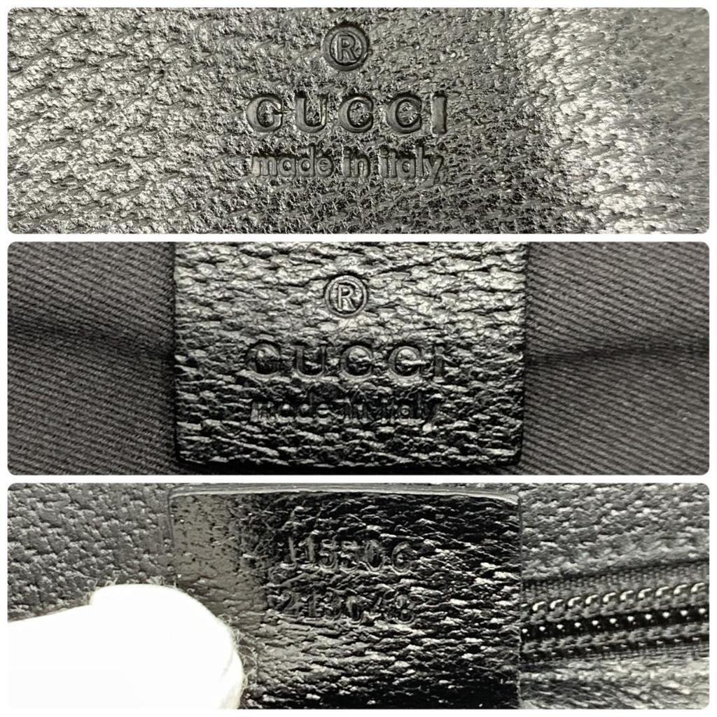 GUCCI GG Canvas Men's Shoulder Bag Messenger Crossbody Leather Black Logo Embossed A4 Capacity 115506