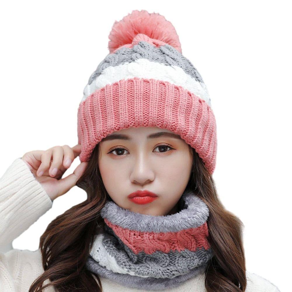 Coral Fleece Woolen Hat Soft Hooded Thermal Cap Fashion Cold Proof Scarf  School