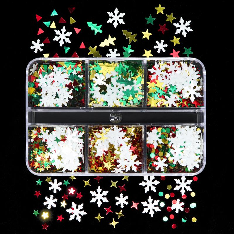 Snowflake Nail Art Flakes Slice Decoration Acrylic 3D Design Manicure Accessory For Mix Christmas Nails Charms Sequins Tips Kit