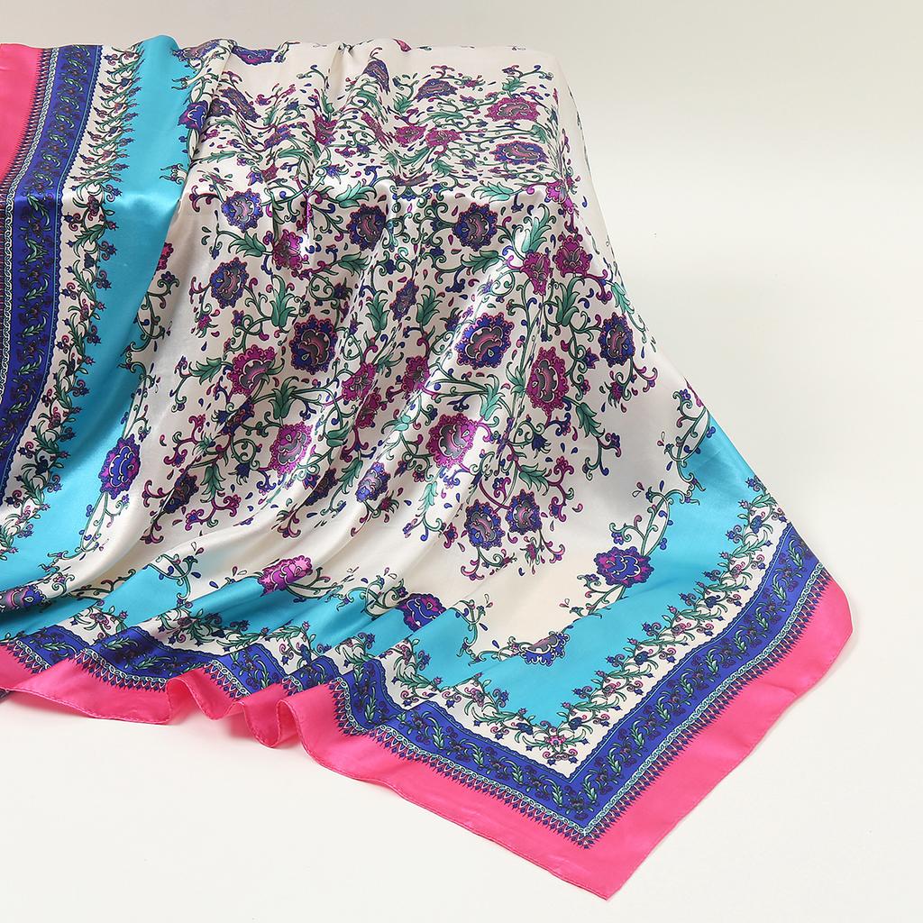 Fashion Print 90cm Square Silk Scarf Shawl Women's Hair Accessory Stylish Packaging Decorative Accessories