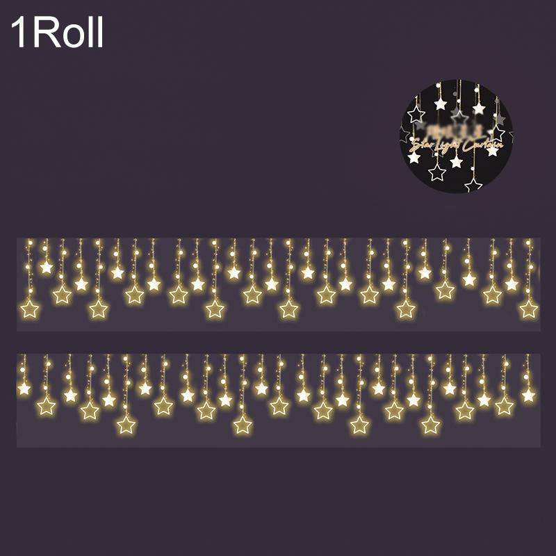 

1 рулон самоклеящейся ленты для DIY, украшения, наклейки в виде звезд и кругов, для ручной записи, для подарочной упаковки, водонепроницаемая, обрезаемая, световая штора E