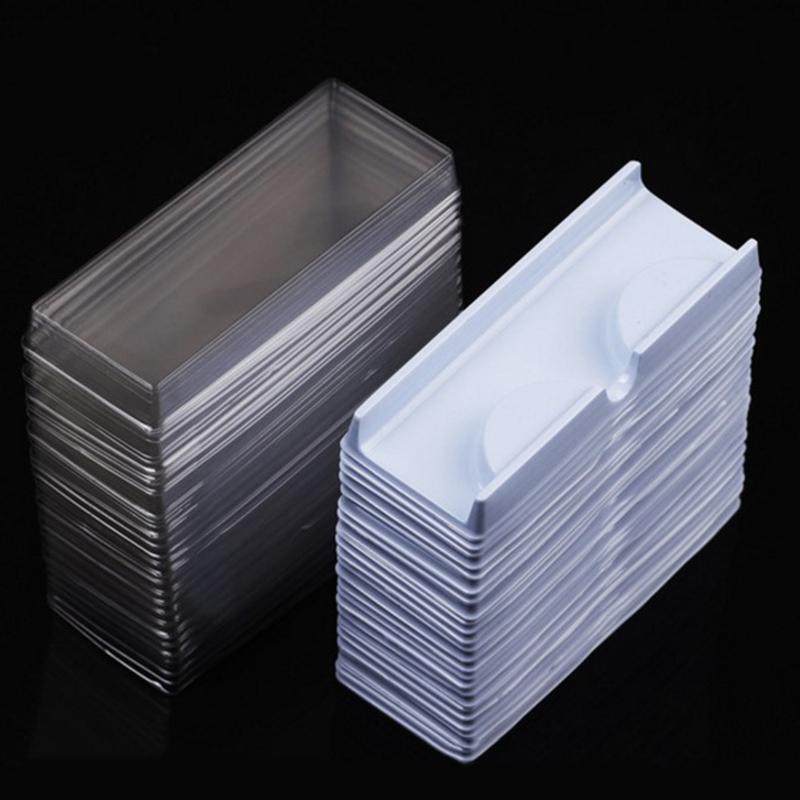 50Pcs Lash Trays Plastic Triangletransparent Mink Lash Holder Eyelash Tray