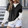Women's Color Block Neck Oversized Sweatshirt for