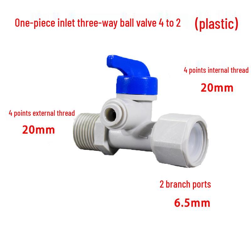 4–Way Inlet Tee Ball Valve 3-Way Pure Water Machine All-Copper Switch Valve
