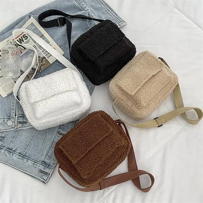 Bolsa de Ombro Mensageiro Feminina Simples e Fashion de Lã de Cordeiro ARI