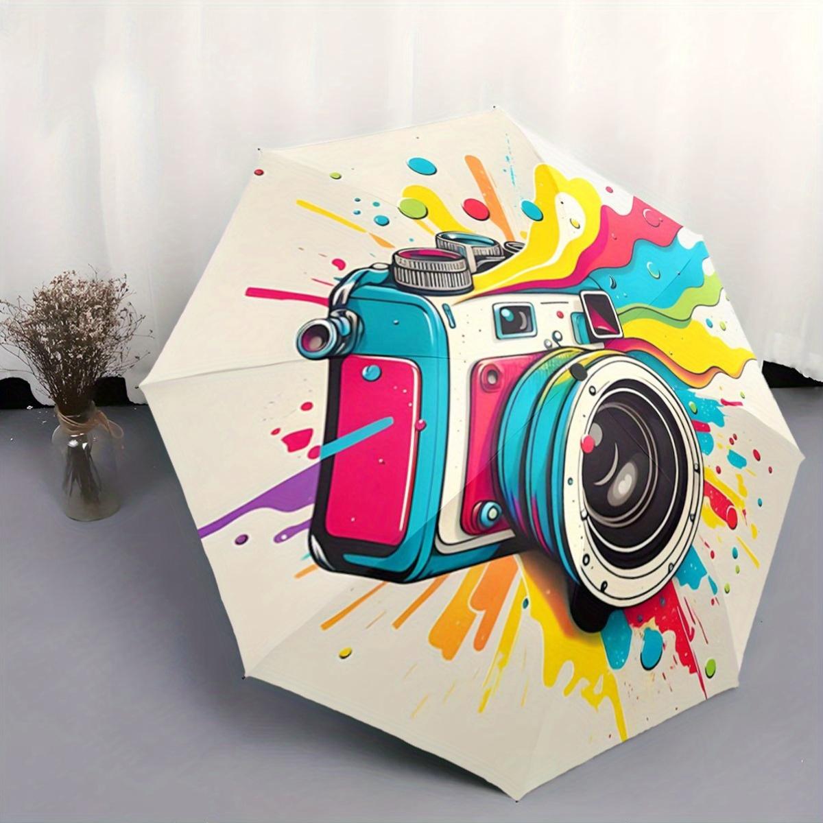 

Automatic Open/Close Umbrella with Camera Design - Compact Folding Umbrella, Portable Photography Accessory, Lightweight Trave Iron&8K