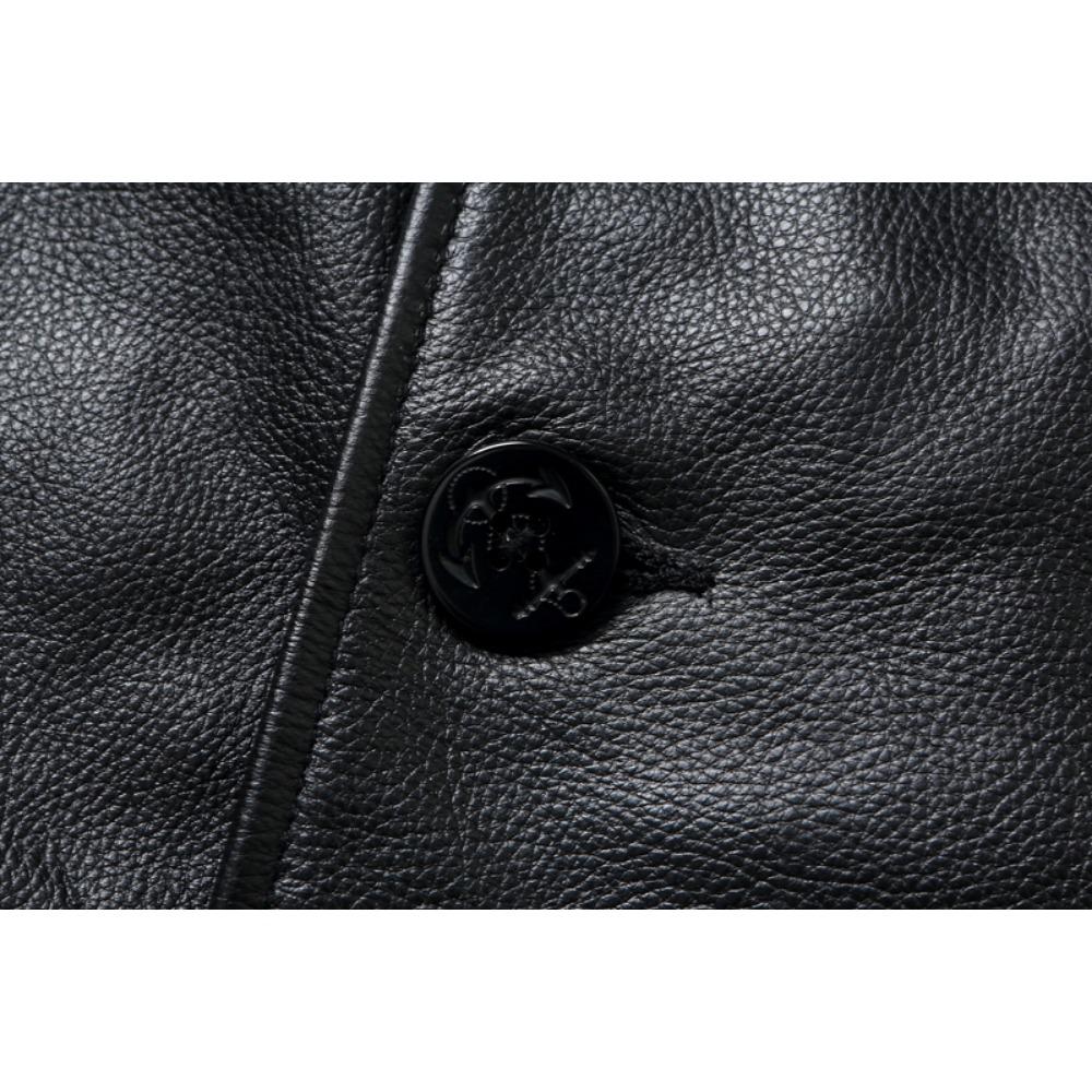 Chinese Size Long Men Leather Coat Genuine Soft Cow Leather Classic Double Breasted Turn Down Collar Leather Jackets For Men Clothing Autumn