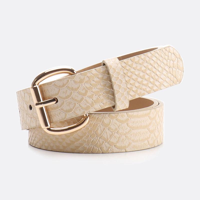 

1pcs Snakeskin Pattern Women s Belt Retro Pin Buckle PU Leather Belt Fashion Decorative Belt for Jeans Coats Waist Accessory 103cm бежевий