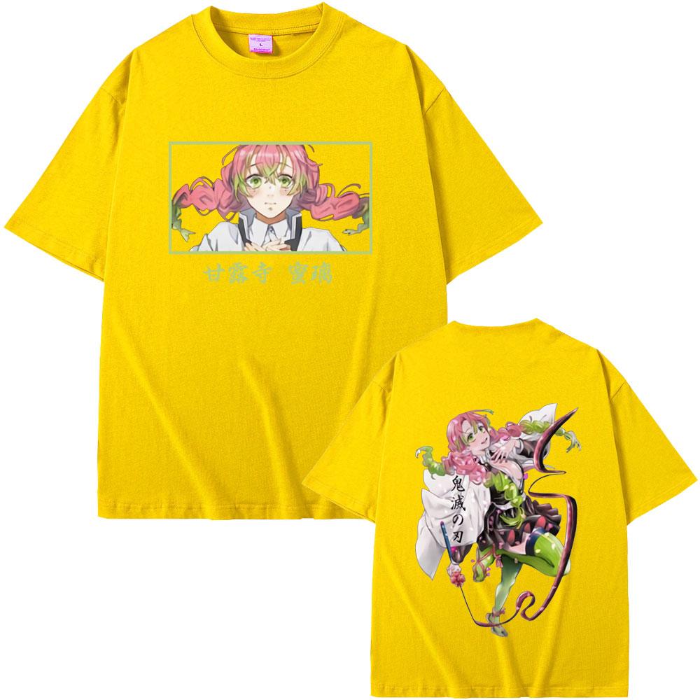 Anime Demon Slayer Kanroji Mitsuri Grafikdruck T-Shirt Kimetsu No Yaiba T-Shirts Sommer Unisex Lässig Weiche Baumwolle T-Shirt Oberteile