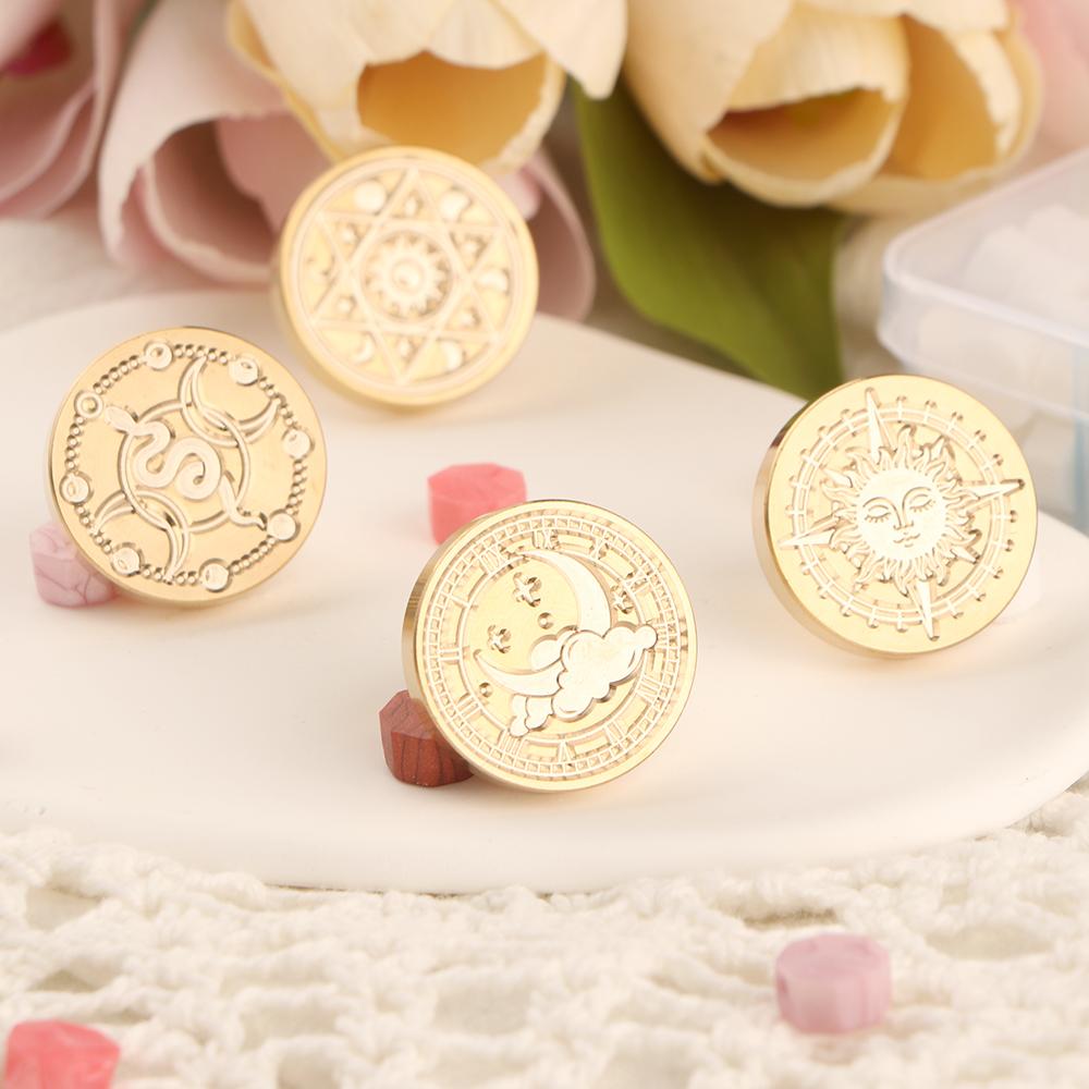Moon Series Wax Seal Stamp Moon Phase Snake Triple Moon Replaceable Sealing Wax Stamp 25mm Brass Head for Halloween Invitations