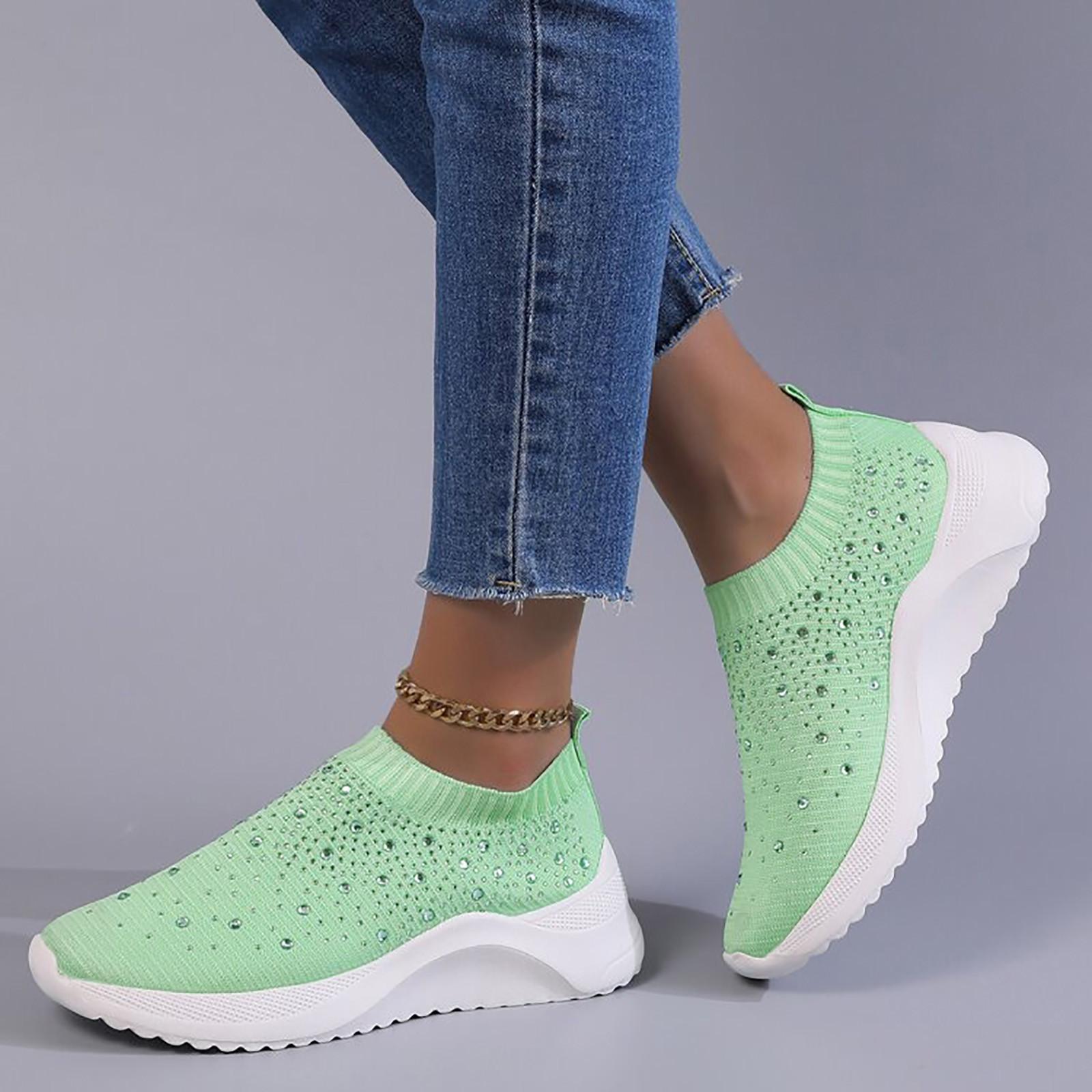 

Кружевные кроссовки, женские кроссовки для женщин, повседневная спортивная обувь, сетчатые кроссовки для бега со стразами, легкая прогулочная обувь для женщин