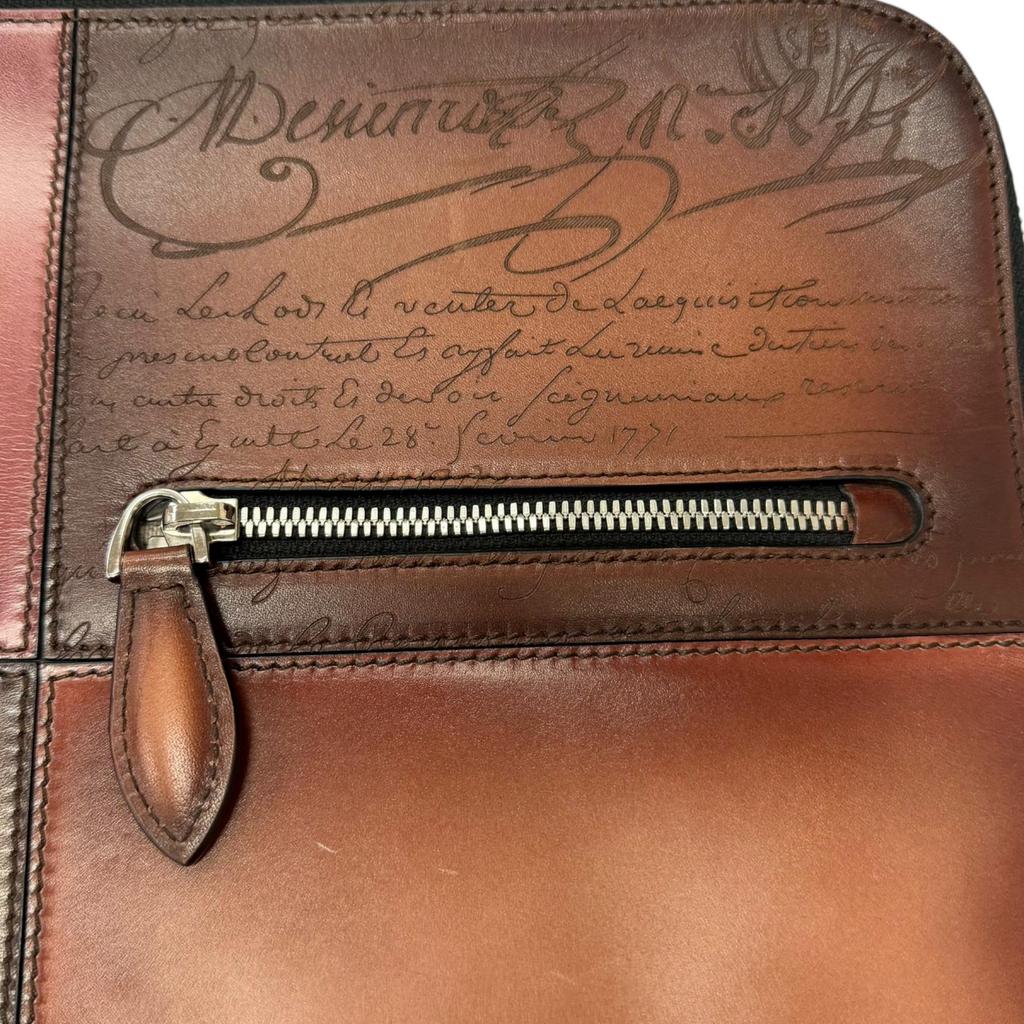 Great BERLUTI Clutch bag Nino TGM Calligraphy Scritto Tattoo Collection Used