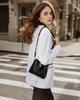 FOXLOVER Lichee Print Crossbody Bag for Vegan Leather Trendy Shoulder Handbag with Wide Black Women, Purse, Strap,