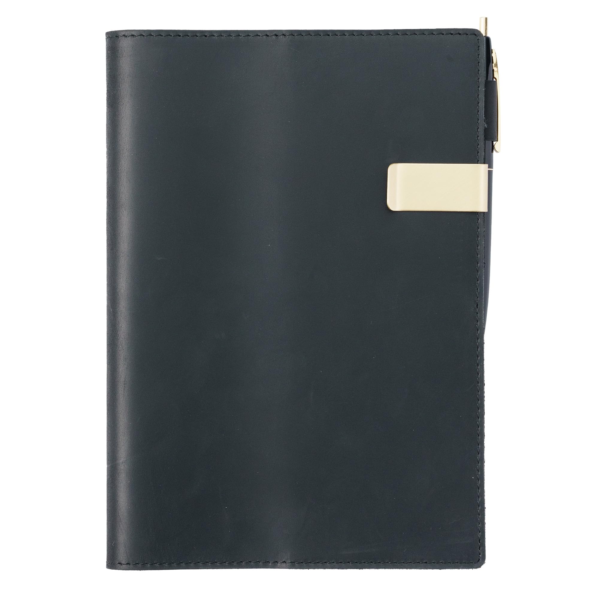 

Кожаная обложка для блокнота MALFY A5, Обложка для книги из натуральной кожи, Премиальная кожа Crazy Horse с латунной книжной клипсой (Черный, А5)