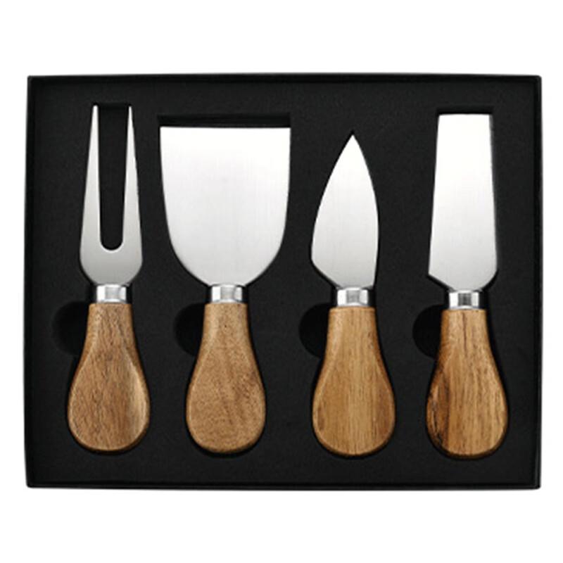 ZISIZ Oak Wood Handle Stainless Steel 12-Piece Cheese Knife Set