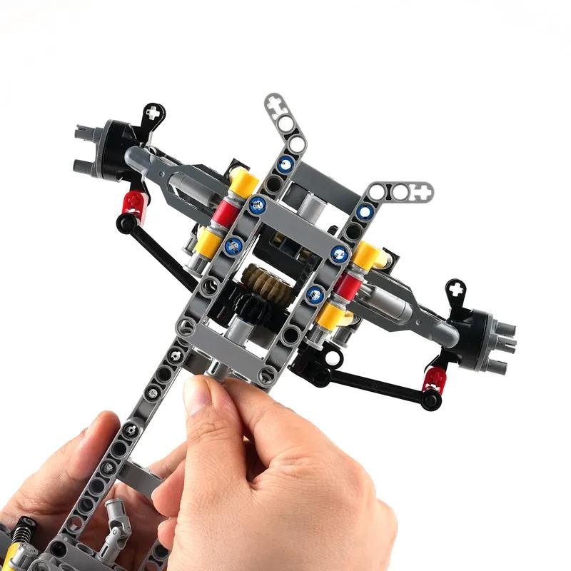 MOC 4WD Independent Suspension Differential Chassis Steering Axle Building Blocks Four-wheel Drive Tech Car Parts Toys Kids Gift